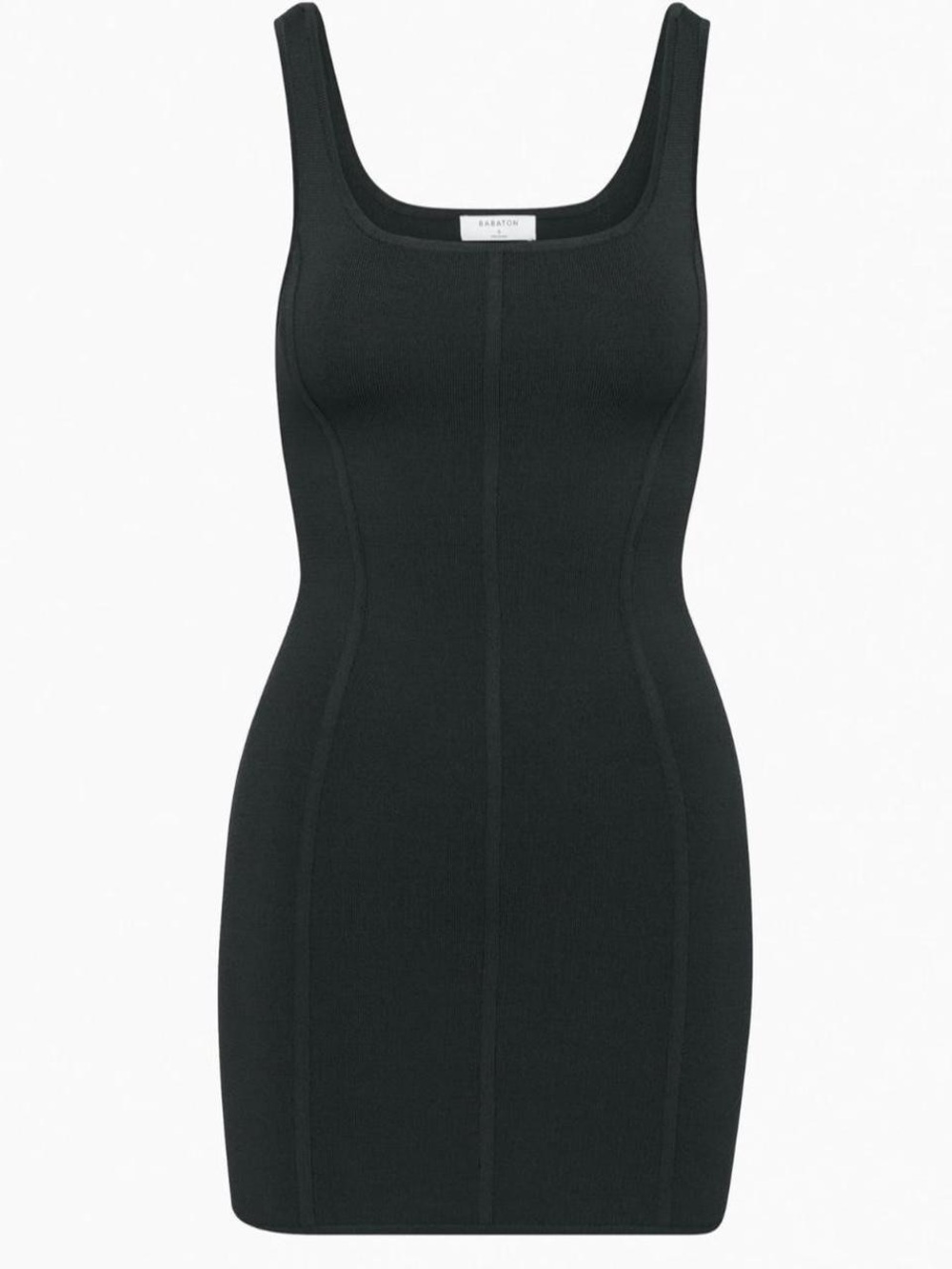 Babaton Black Ribbed Mini Dress